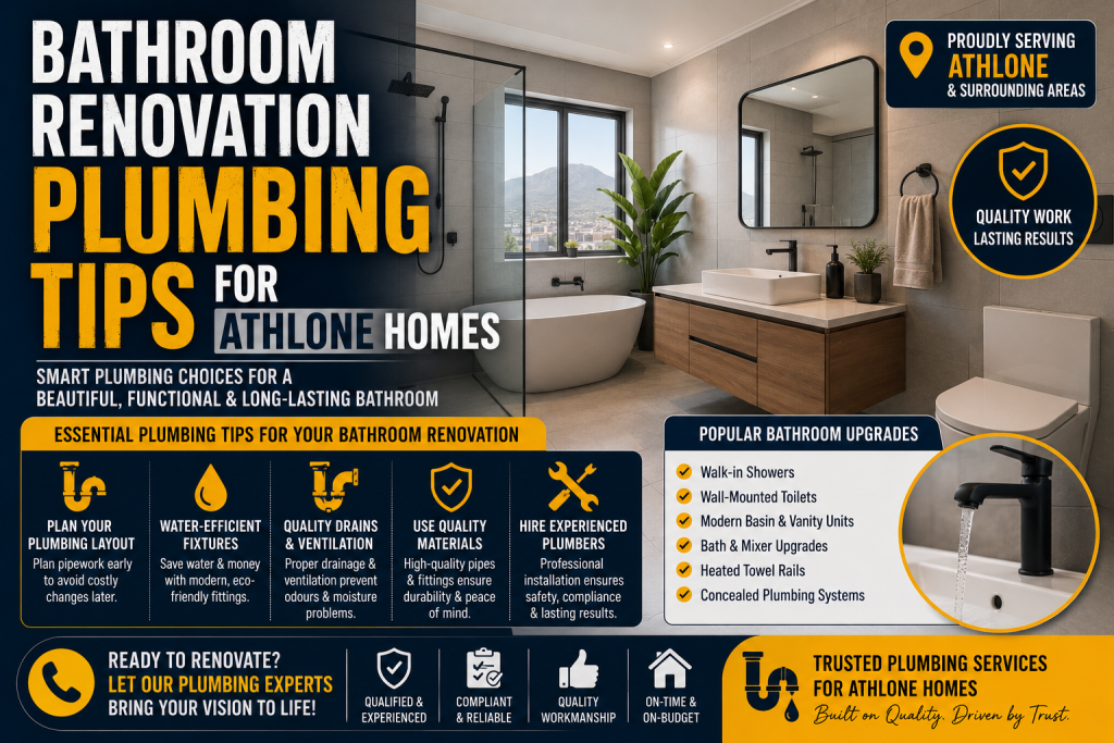bathroom renovation plumbing tips Athlone home