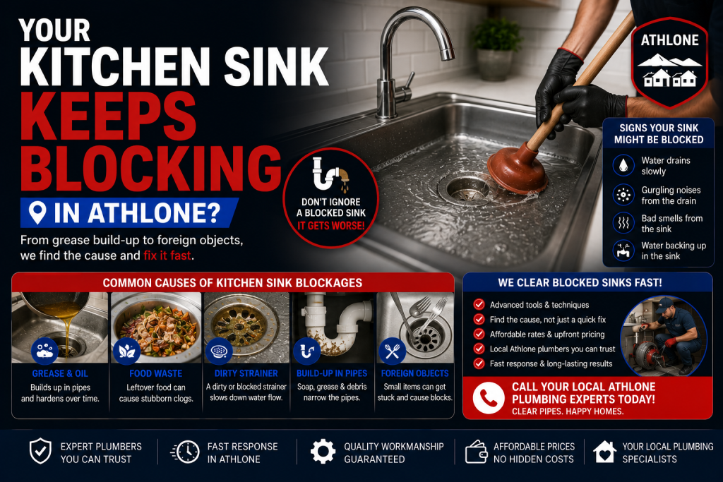 kitchen sink blocking Athlone plumbing issue