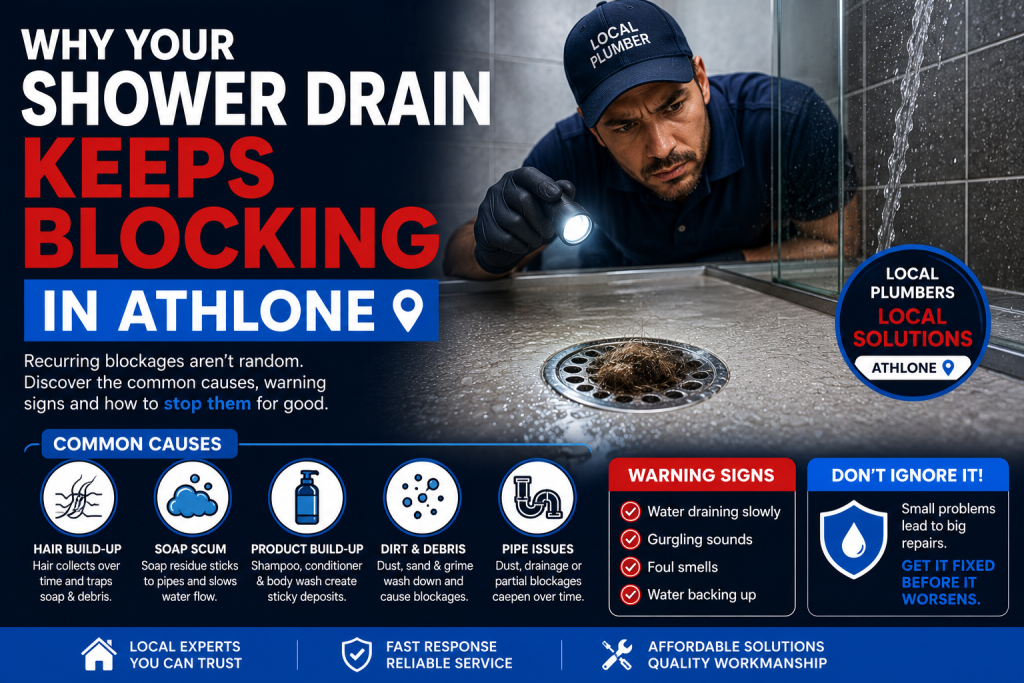 shower drain blocking Athlone bathroom plumbing issue