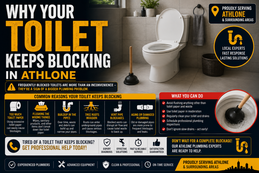 toilet keeps blocking Athlone plumbing problem